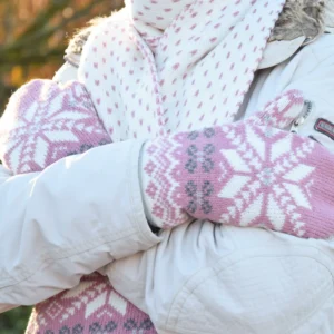 Pink Nordic Mittens fleece-lined