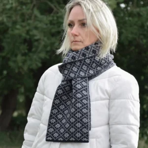Two sided color scarf  Navy and Gray Nordic Woolen winter set