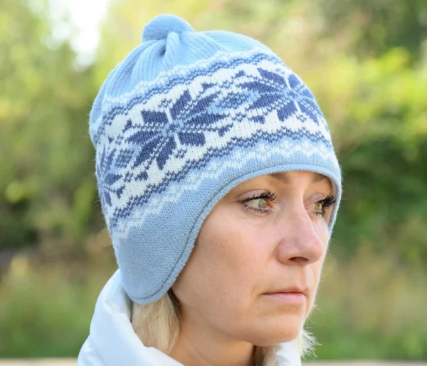 Blue Scandinavian Woolen winter Hat