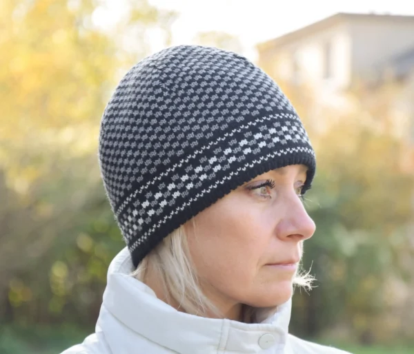 Black & Gray Woolen Hat