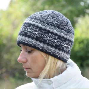 Gray Woolen Hat with selbu stars