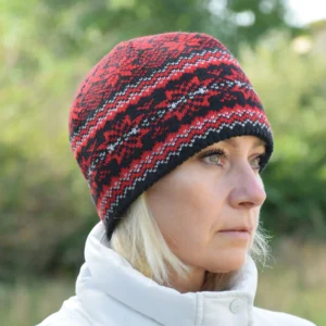 Red  Woolen Hat with selbu stars