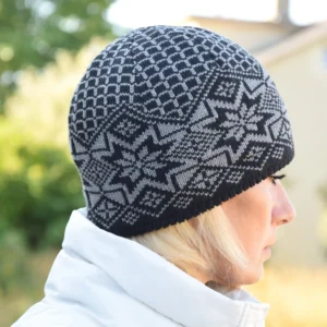 Black  Woolen Hat with selbu stars