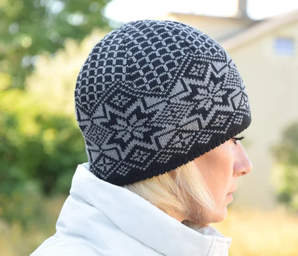Black  Woolen Hat with selbu stars