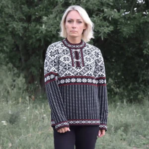 Black Sweater with Traditional Nordic pattern
