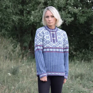 Blue Sweater with Traditional Nordic pattern