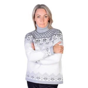 White Sweater with Traditional Nordic pattern