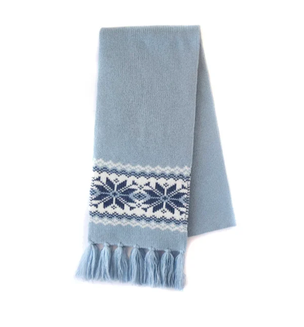 Blue Woolen winter Scarf with Beautiful Selbu stars - Image 2