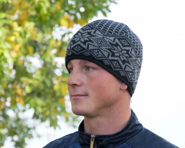 Black  Woolen Hat with selbu stars - Image 2