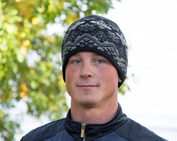 Black  Woolen Hat with with Fair Isle pattern - Image 2