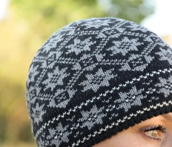 Black Woolen Hat with Fair Isle pattern - Image 2