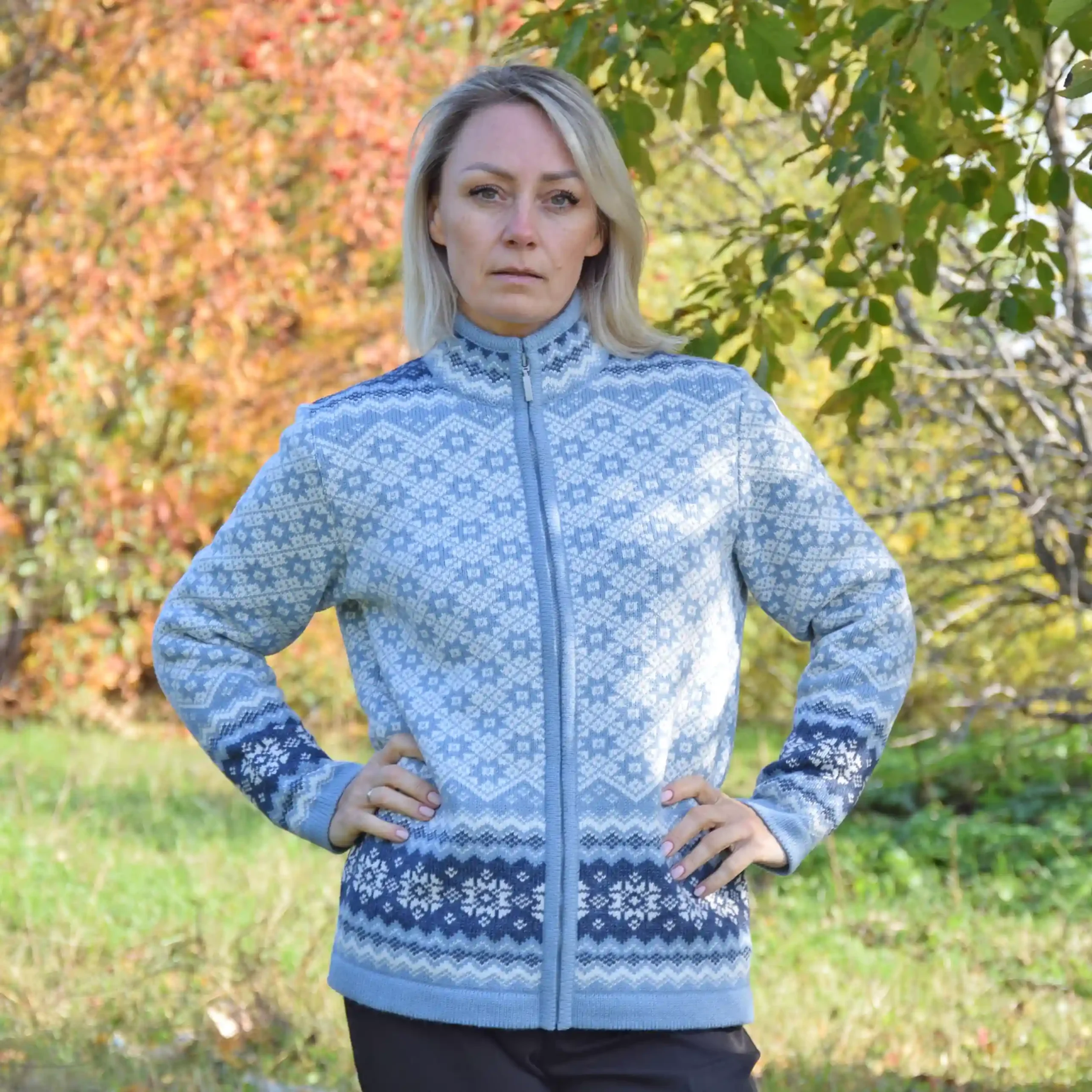 Light Blue Scandinavian cardigan High-neck