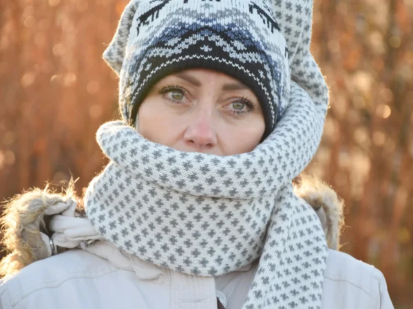 Black & White  Long Scandinavian Woolen winter Hat with reindeer - Image 3
